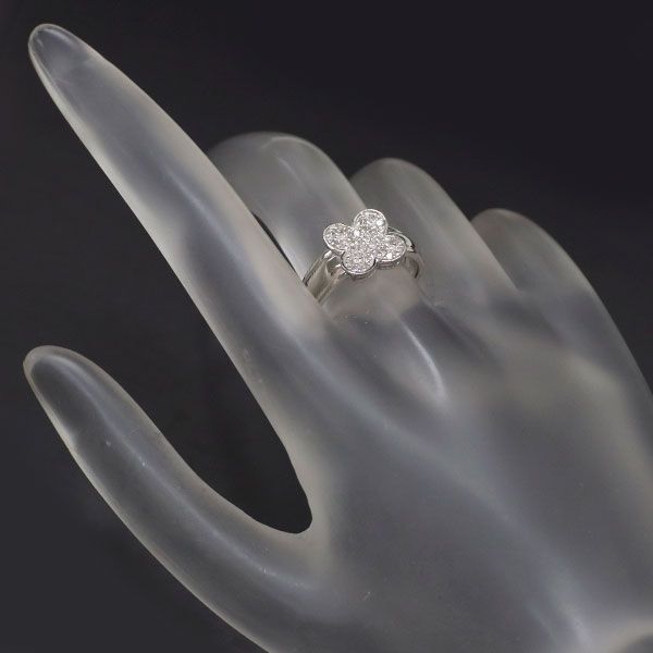 K18WG ダイヤモンド リング 0.20ct クローバー フラワー パヴェ