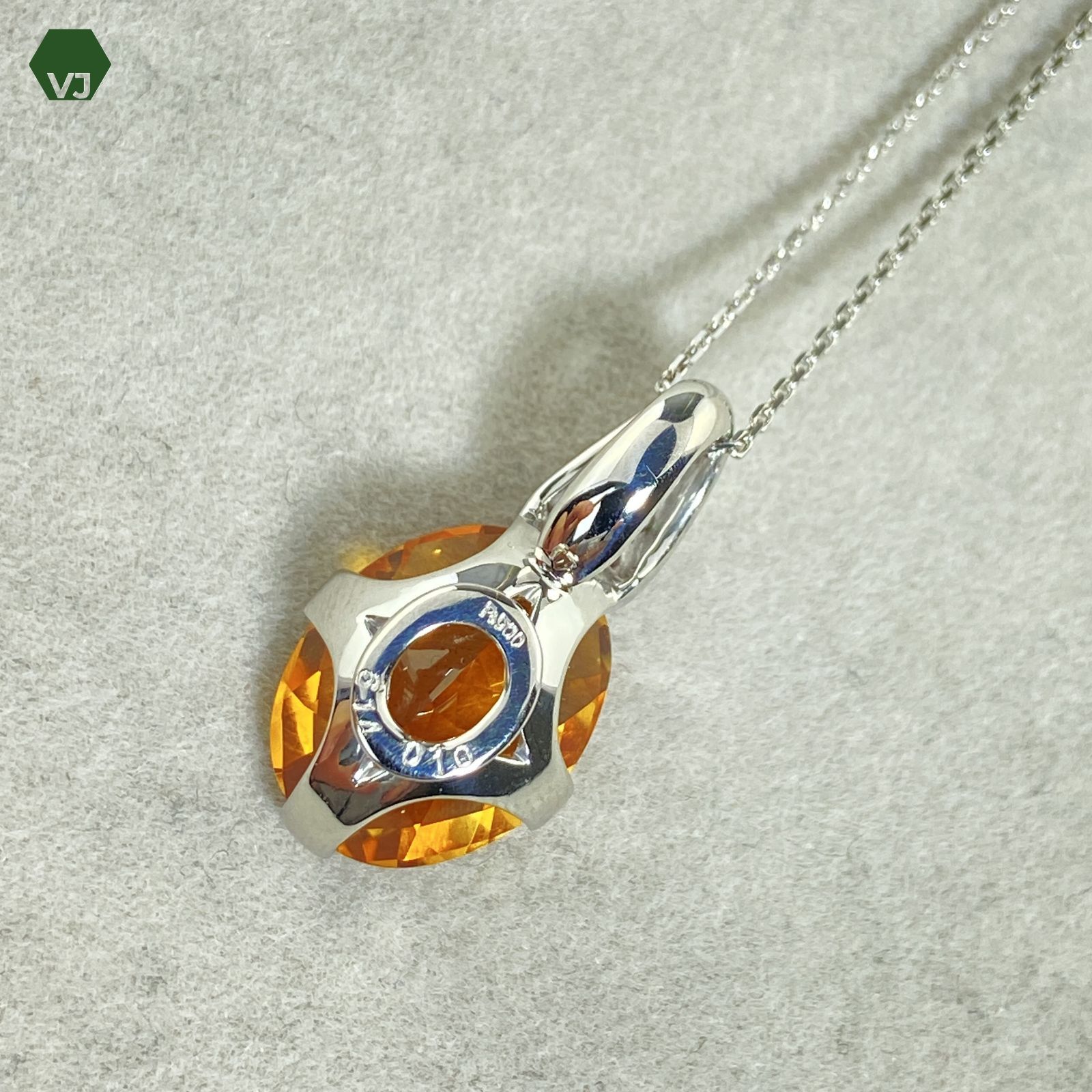 24-47】シトリン ダイヤモンド ネックレス 6.14ct D0.1ct【中古 