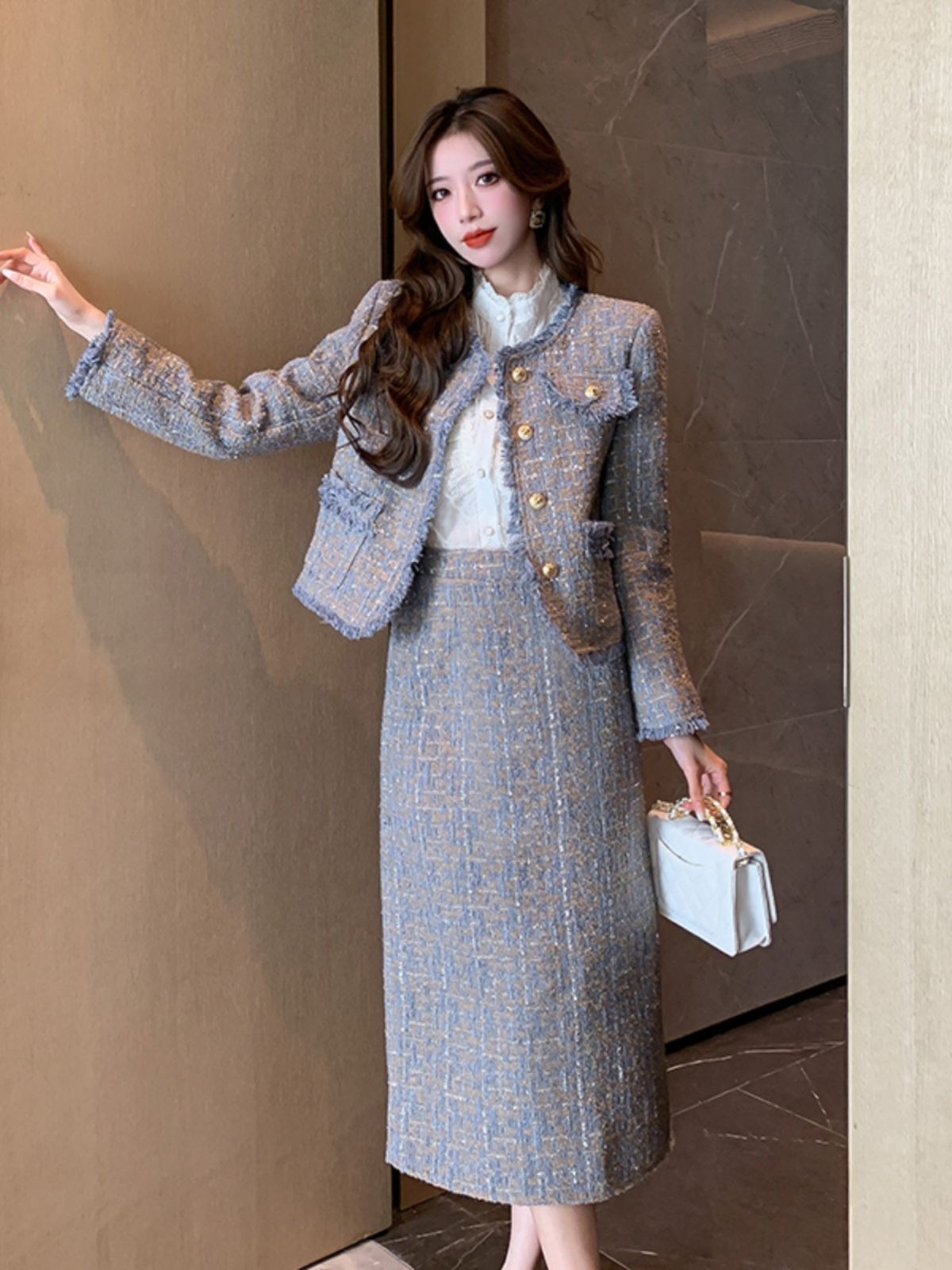 入学式 スーツ ママ ツイード セットアップ 秋冬 ラメツイード ジャケット タイトスカート スーツ フォーマルスーツ スカートスーツ レディース 上下セット ママスーツ 新生活 レディース 入園 入学式 卒園卒業式 kkkpfj