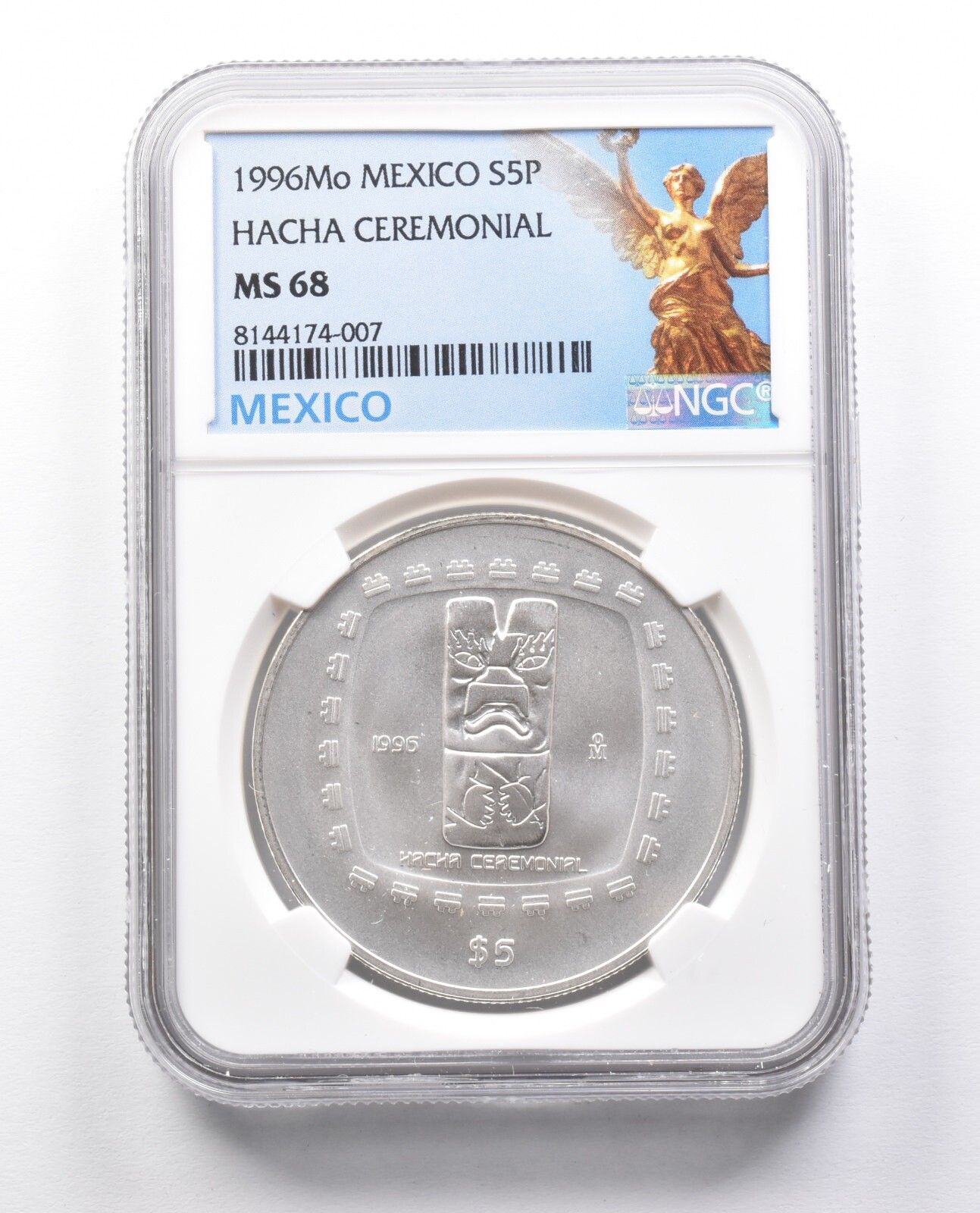 1996 Mo メキシコ 5 ペソ シルバー ハチャ セレモニアル MS68 NGC *0403