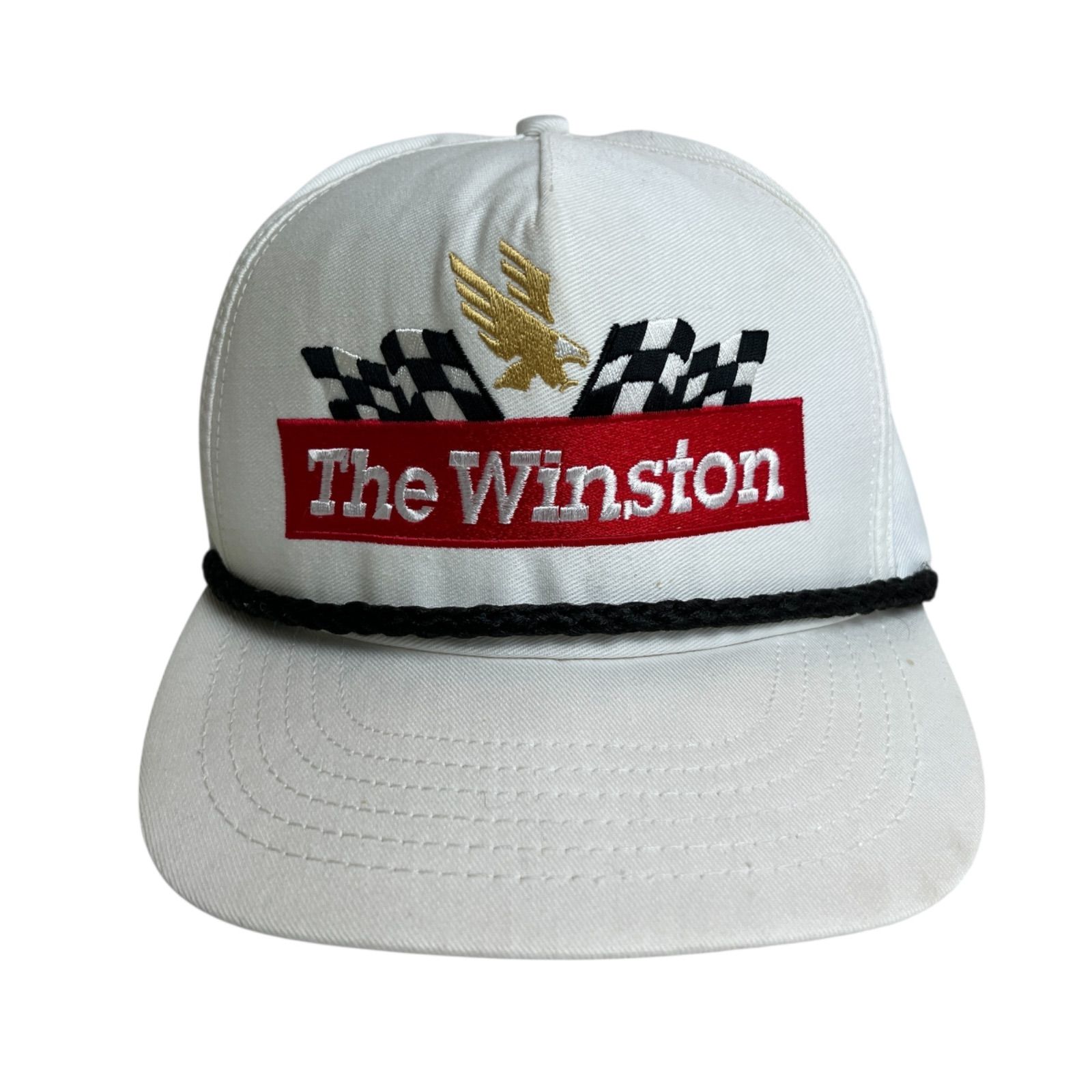 キャップ 帽子 アメリカ製 80-90s Winston ウィンストン ビンテージトラッカーキャップ 刺繍ロゴ タバコ ホワイト 白