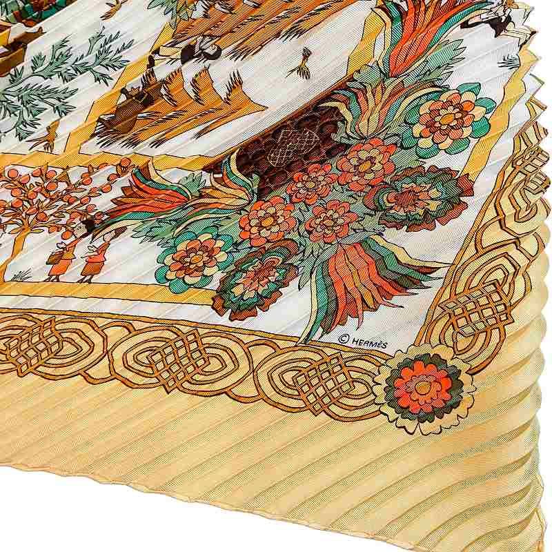 専用　超美品 スカーフ Decoupages デコパージュ プリーツカレ 美品 HERMES エルメス スカーフ プリーツカレ90 Decoupages