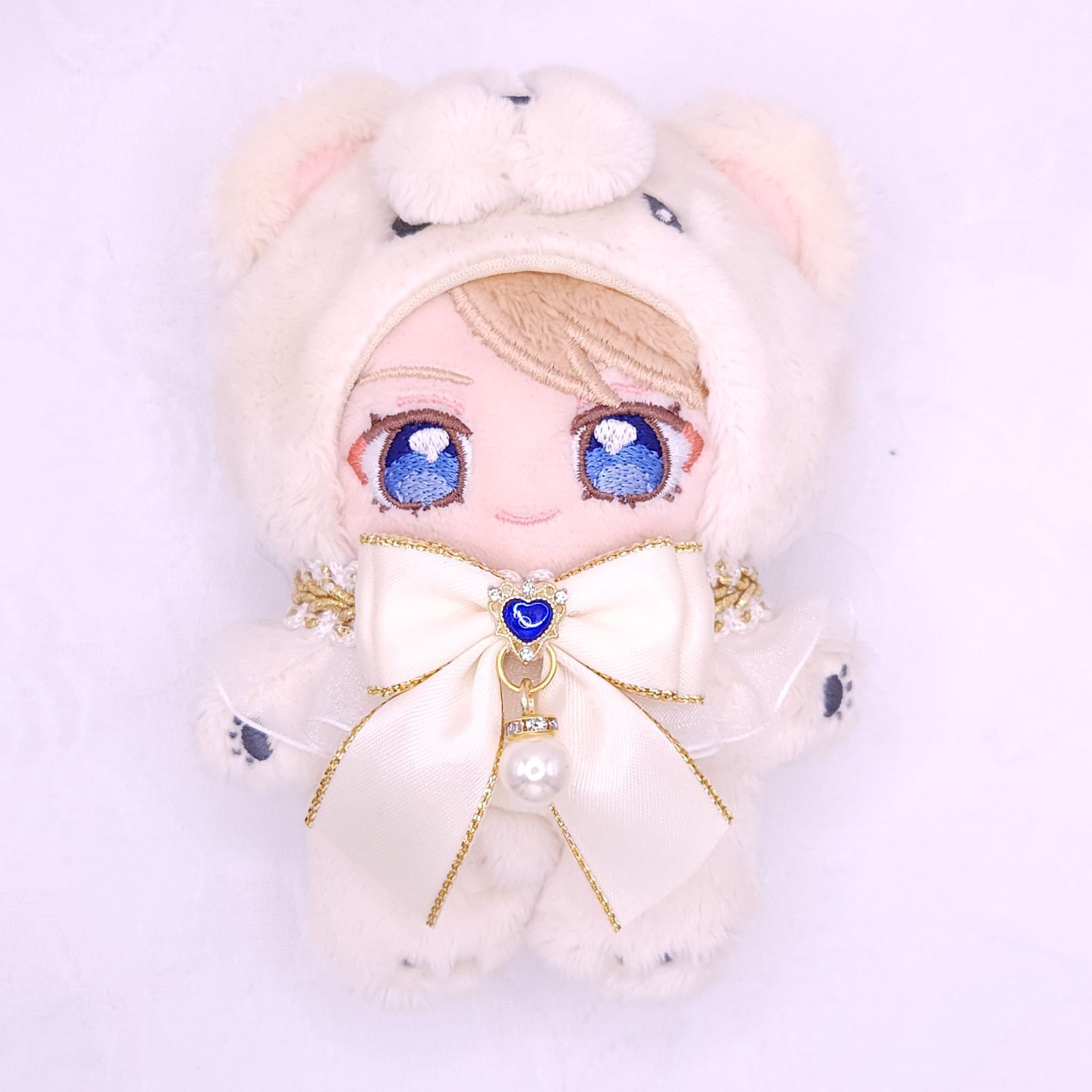 リボン チョーカー オーダーメイド ぬい服 リボンチャーム ぬい服 着ぐるみ 10cm リボンチョーカー 3点セット 和柄 白 - メルカリ