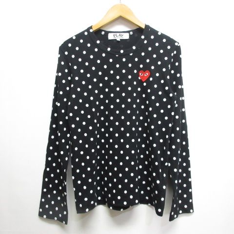 コムデギャルソンシャツ ドットハートワッペンシャツ プレイコムデギャルソン PLAY COMME des GARCONS ドット柄 長袖
