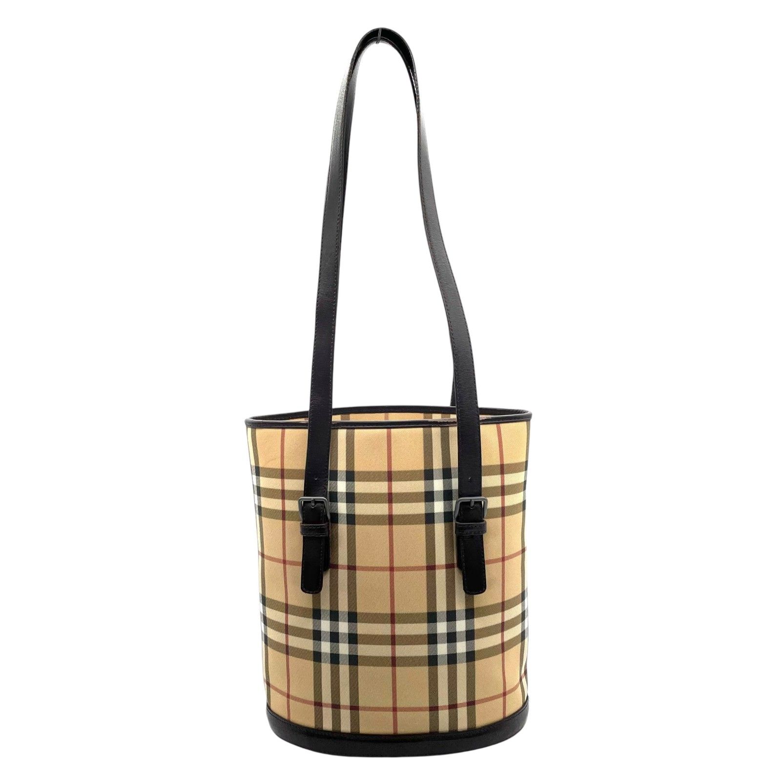 美品 バーバリー ショルダーバッグ ノバチェック PVC ブラウン 美品 BURBERRY バーバリー ノバチェック シャドーホース ワン