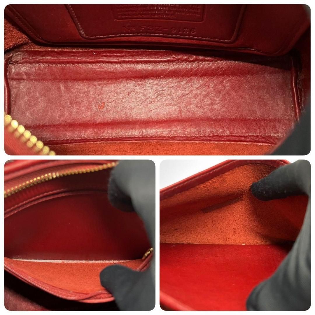 良品 COACH コーチ ショルダーバッグ オールドコーチ 赤 レザー 斜め 
