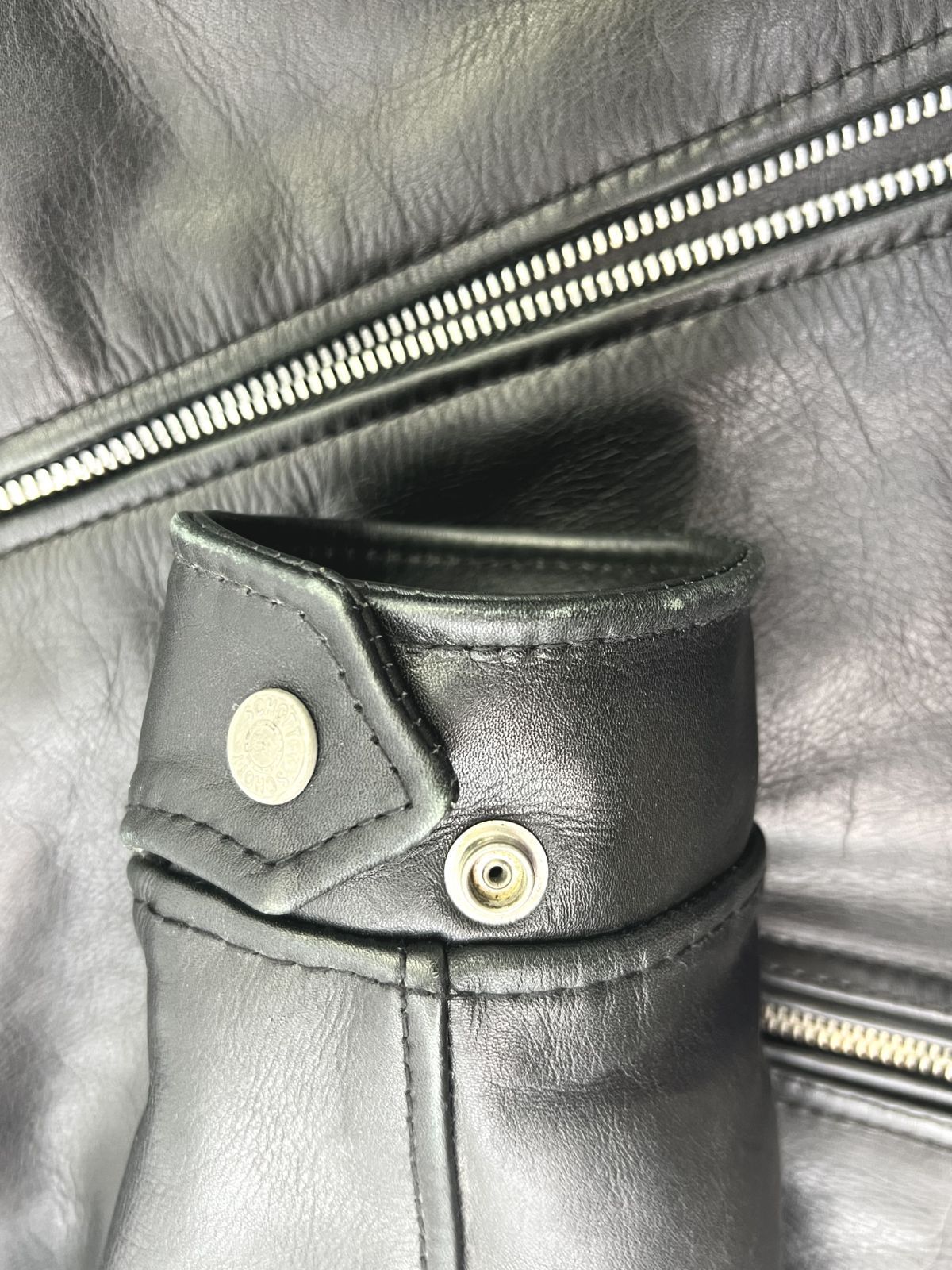 中古　stussy Schott コラボ レザー シングルライダースジャケット 盛岡75-0002】stussy schott コラボ 牛革 シングル レザー