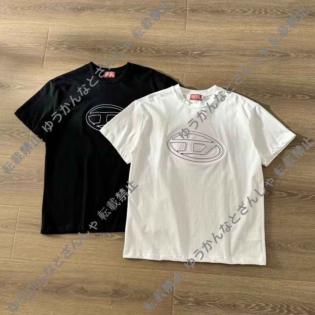 未使用 DIESEL 2024 新作 OVAL D LOGO プリント半袖 白 黑 Tシャツ 