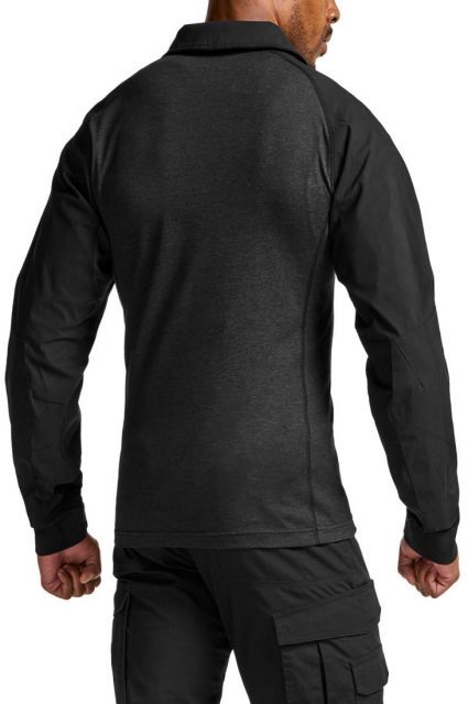 CQR タクティカルシャツ 長袖 メンズ 吸汗速乾 通気 耐久性 迷彩服 ミリタリー コンバット サバゲー アウトドア 登山 サバゲー キャンプ tシャツ ハーフジップシャツ 戦闘服 腕ポケット付き 大きいサイズ TOS801-BLA_XL