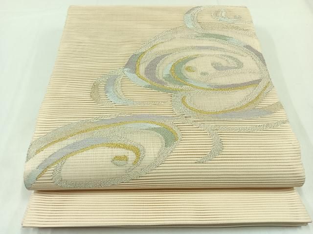 平和屋着物＊夏物　太鼓柄　本袋帯　露草文　銀糸　正絹　逸品　DAAY8172cm 平和屋着物＊夏物 太鼓柄袋帯 流水文 金銀糸 正絹 逸品 AAAY3327jh