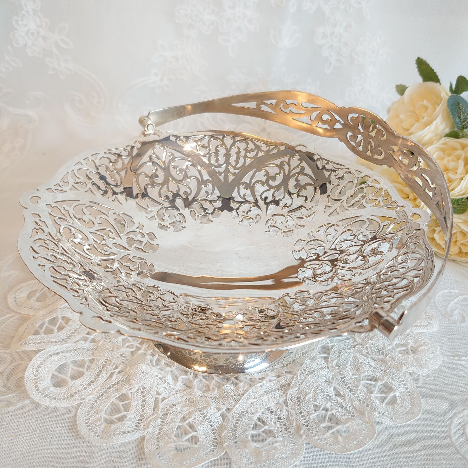 マッピン＆ウエッブ　mappin＆webb シルバーバスケット マッピン&ウエッブ シルバースイングバスケット アンティーク