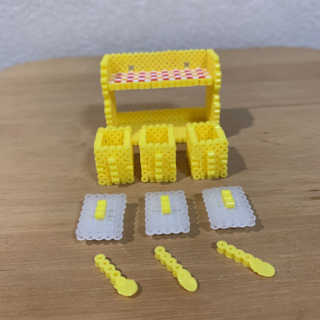 アイロンビーズ ミニチュア レトロ調味料入れ クッキングジョア風 黄 