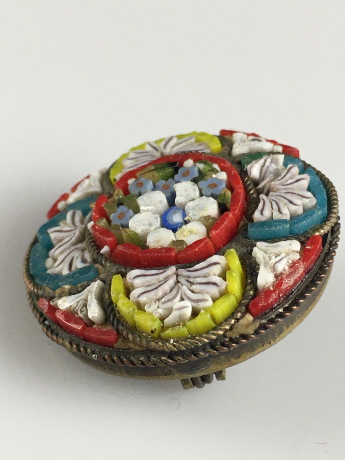 マイクロモザイク ブローチ イギリスアンティーク 英国 マイクロモザイク ブローチ イギリスアンティーク 英国