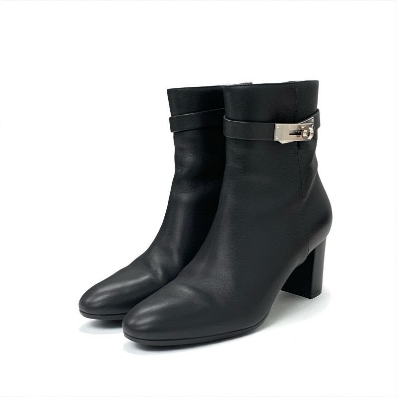 HERMES(エルメス) ショートブーツ 37 1/2美品 ヴォルヴェール60 黒