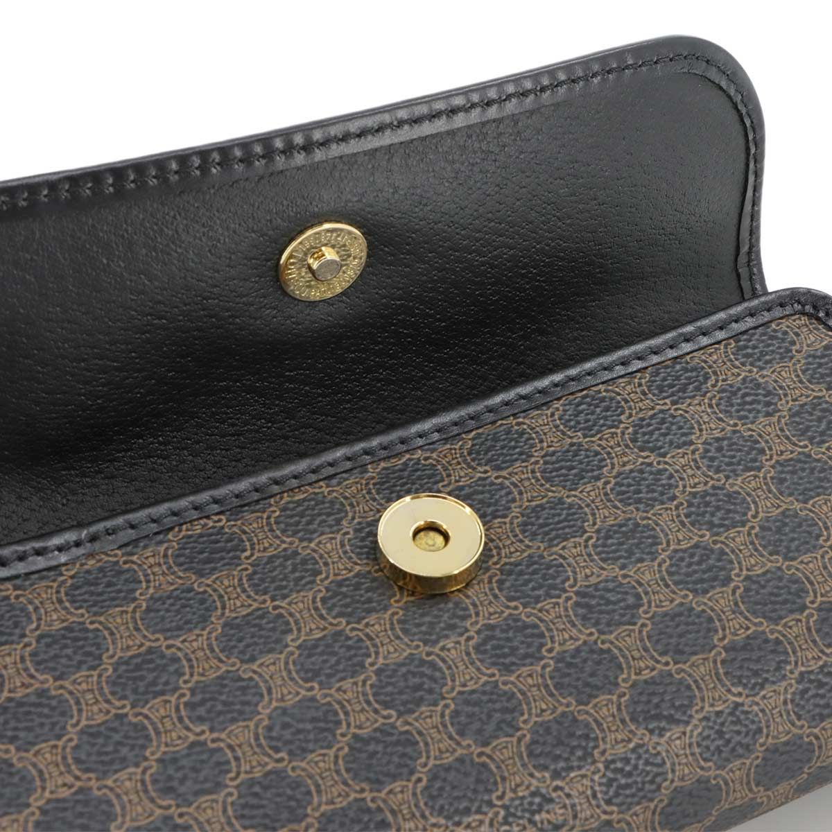 美品 セリーヌ CELINE マカダム柄 ポーチ PVC レザー ブラック