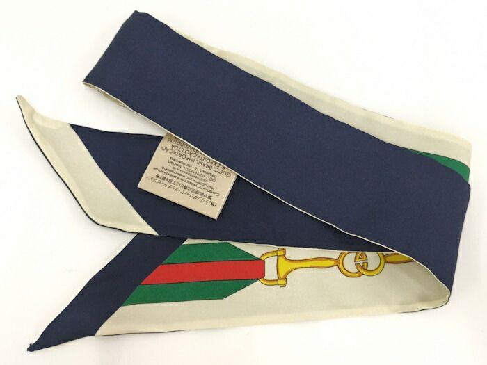 GUCCI ネックボウ　スカーフ　インターロッキングG GUCCI インターロッキングG ホースビット プリント シルク