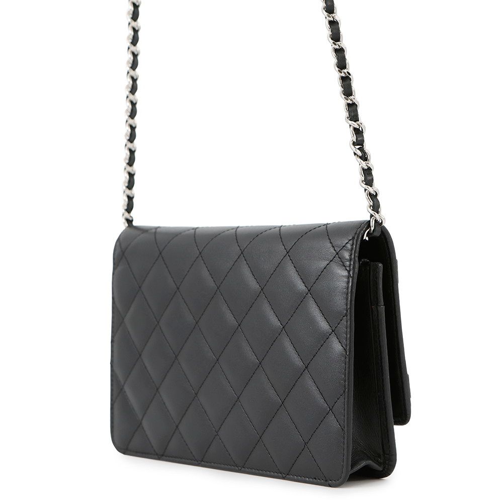 シャネル チェーンウォレット カンボンライン ココマーク A46646 CHANEL 財布 黒