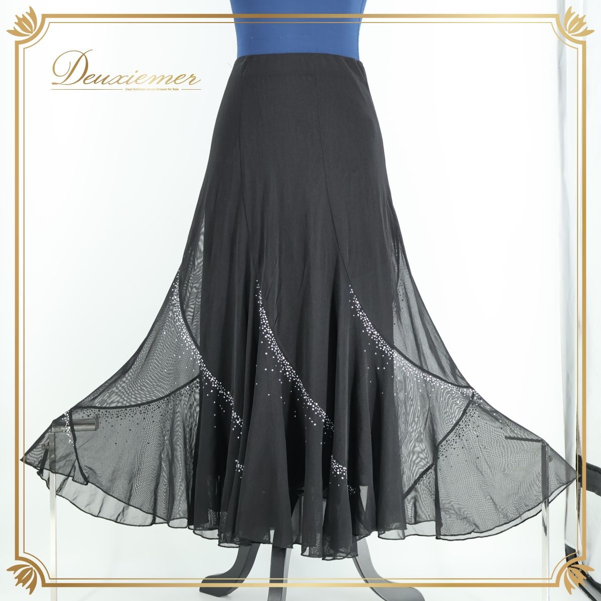 社交ダンスロングスカート黒レース 社交ダンス用 黒ロングスカート