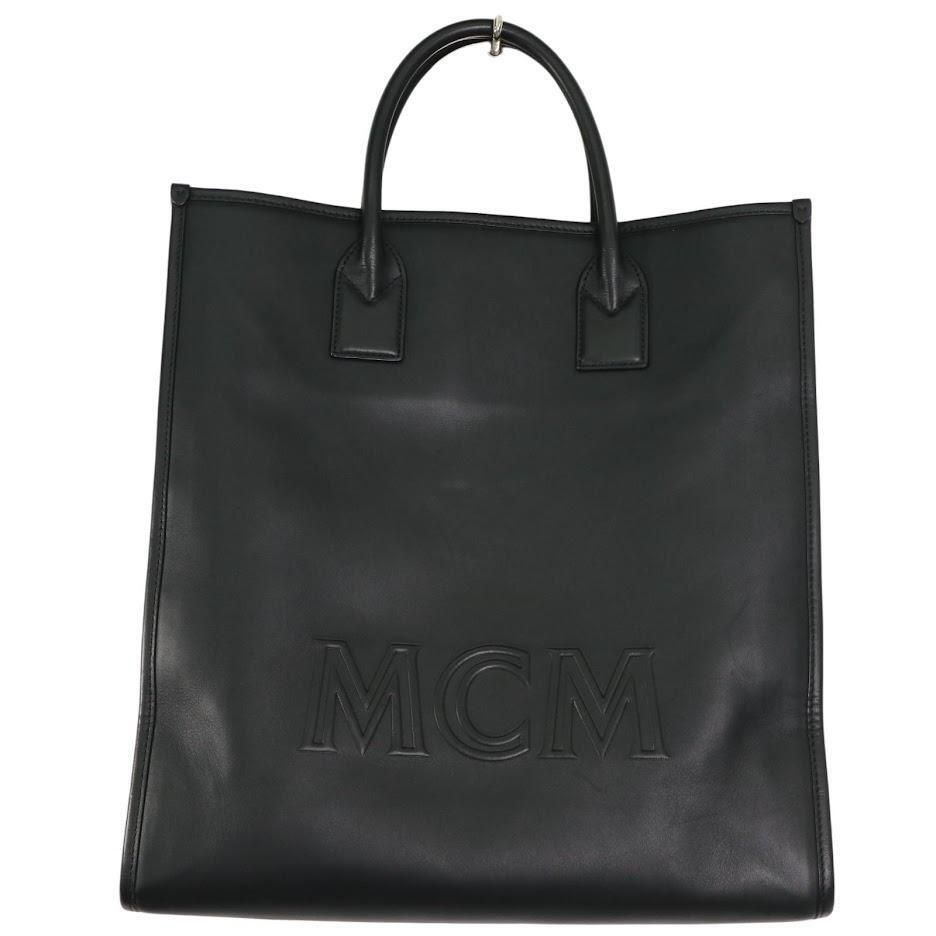 美品】MCM エムシーエム レザー 本革 トートバッグ 黒 ブラック 
