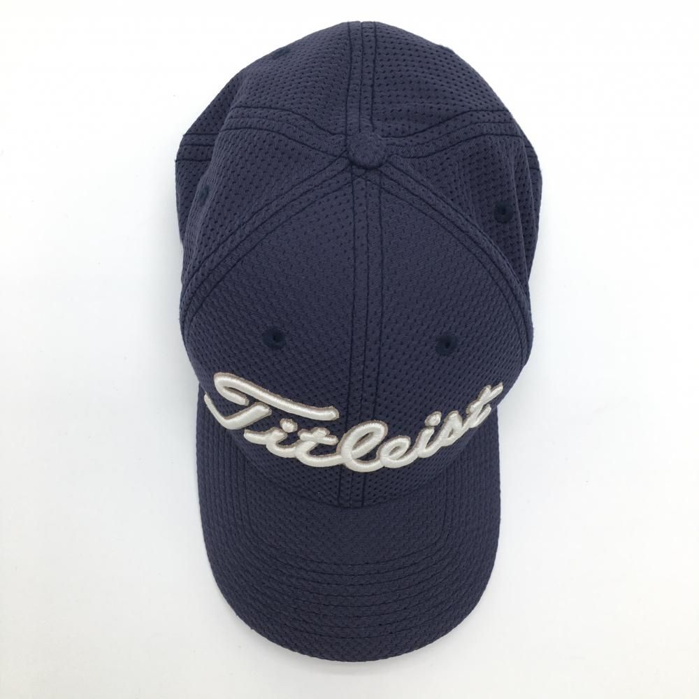 タイトリスト×フットジョイ キャップ ネイビー×白 立体ロゴ刺しゅう メッシュ生地  L/XL ゴルフウェア TITLEIST