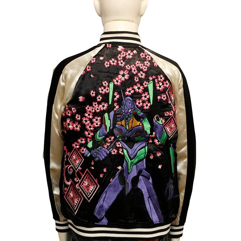 【エヴァンゲリオン×錦 nishiki】スカジャン　レーヨン　初号機　カラー©︎ 錦 nishiki ×エヴァンゲリオン 初号機と荒波桜 スカジャン ( 513350 )
