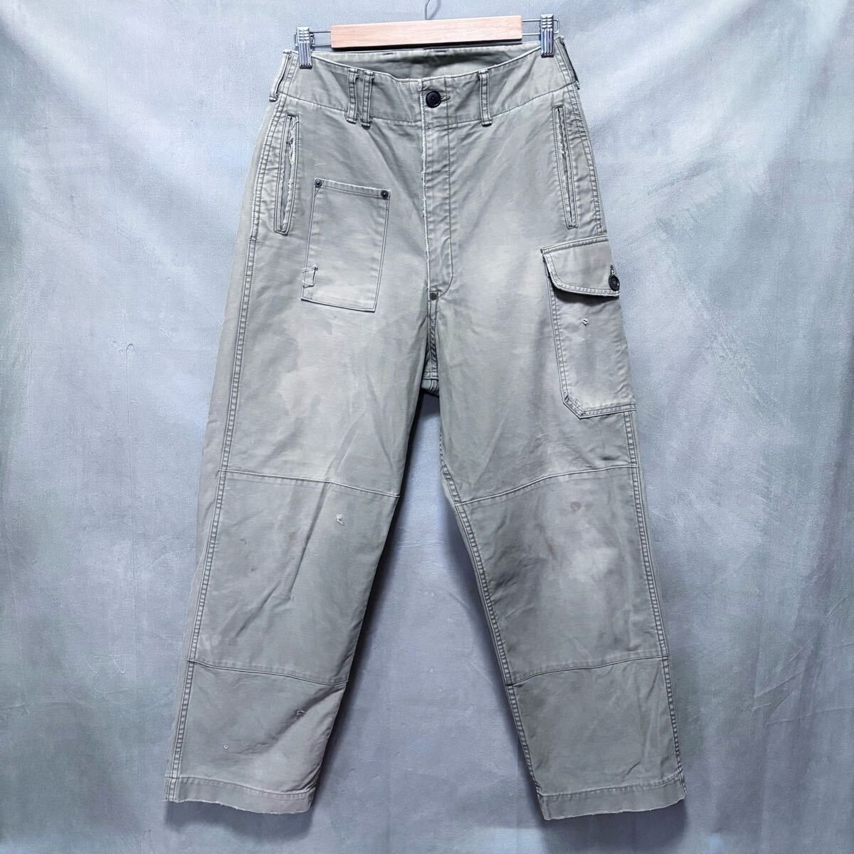 ANACHRONORM アナクロノーム DAMAGED SATIN COMBAT PANT コットン リアルエイジング加工 ブリティッシュ コンバット パンツ size.30 カーキ
