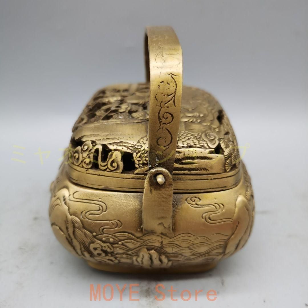 銅器 浮彫二仙香薫炉