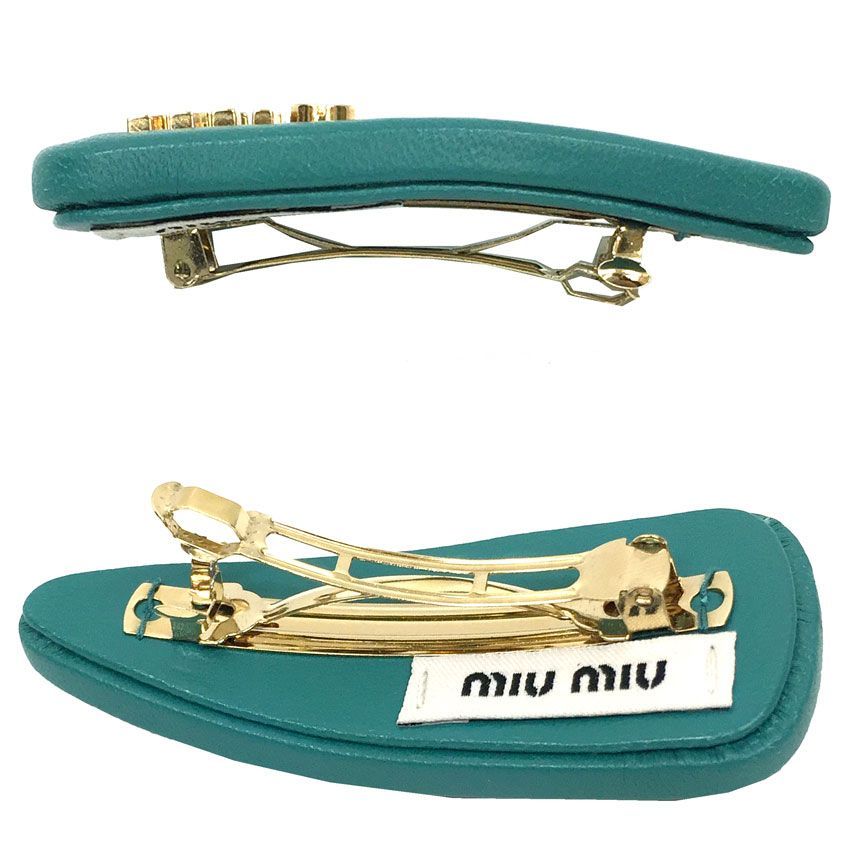 MIUMIU バレッタ miumiu ミュウミュウ レザー バレッタ ヘアクリップ ヘアアクセサリー