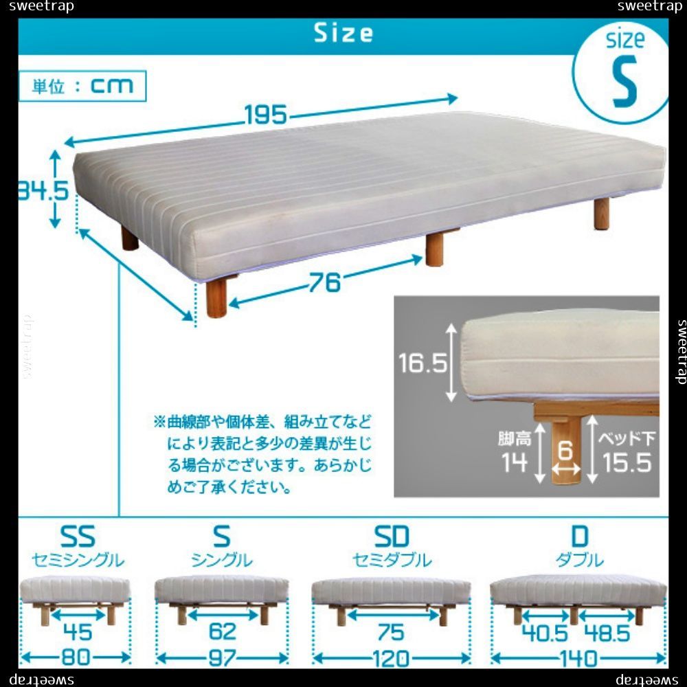 新発想で搬入も組立カンタン ほどよい弾力 脚付きロールマットレス ボンネルコイルスプリング Unite -Raide- -ユニテ ライド- シングルサイズ