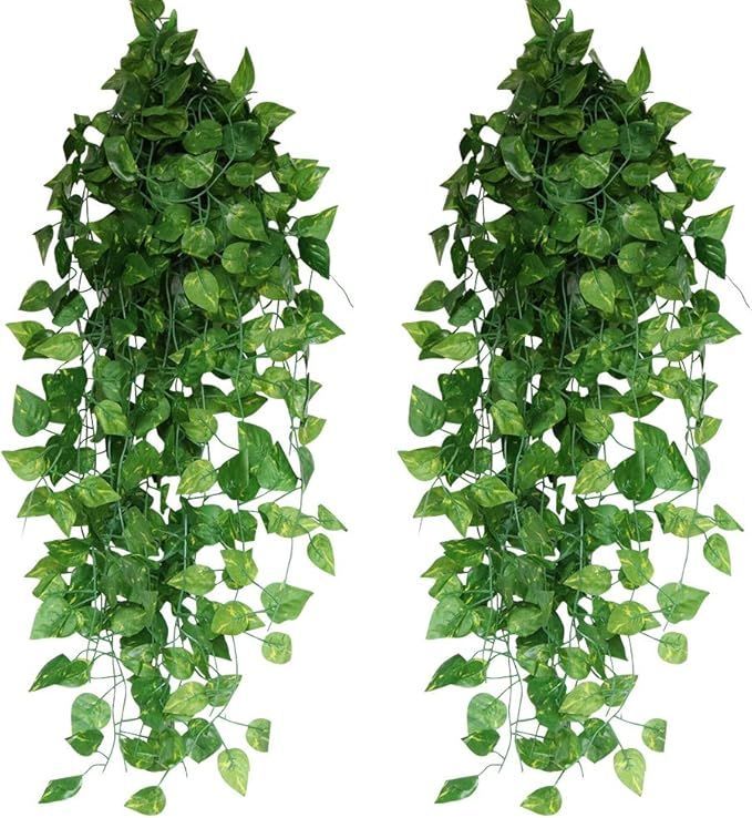 【在庫処分】造花グリーン 人工観葉植物 フェイクグリーン 24本入り【Xiaz】造花藤 緑 葉 壁掛け 吊りのインテリア飾り人工植物 枯れないグリーン アイビー