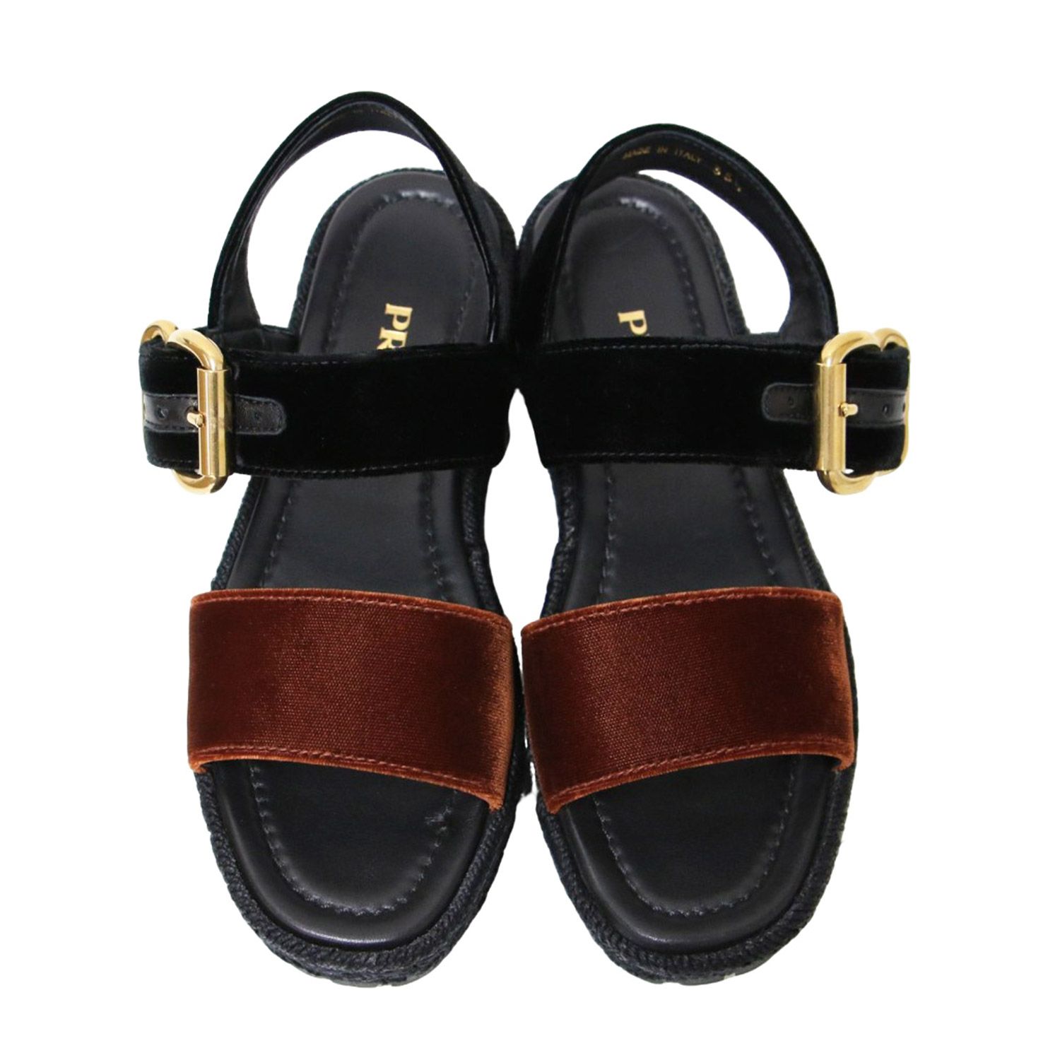 PRADA プラダ サンダル ブラック ブラウン 35.5(22.5cm 