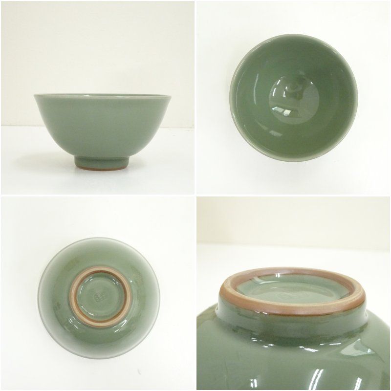 Ｐ９８　茶碗　『諏訪蘇山造』『青磁茶碗』　抹茶碗　共箱　茶道具 P98 茶碗 『諏訪蘇山造』『青磁茶碗』 抹茶碗 共箱 茶道具 工芸品
