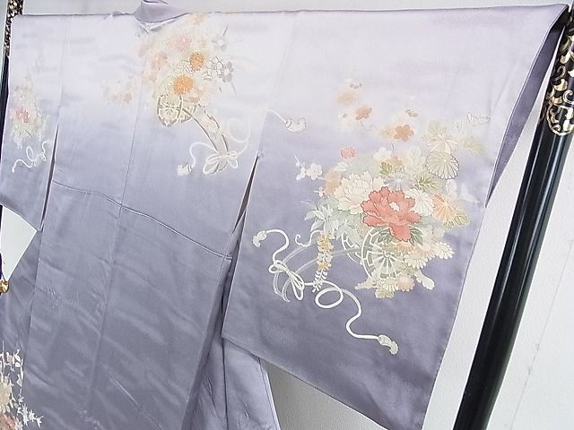 平和屋本店□極上 創業460年・千總 訪問着 駒刺繍 花車 暈し染め 金彩