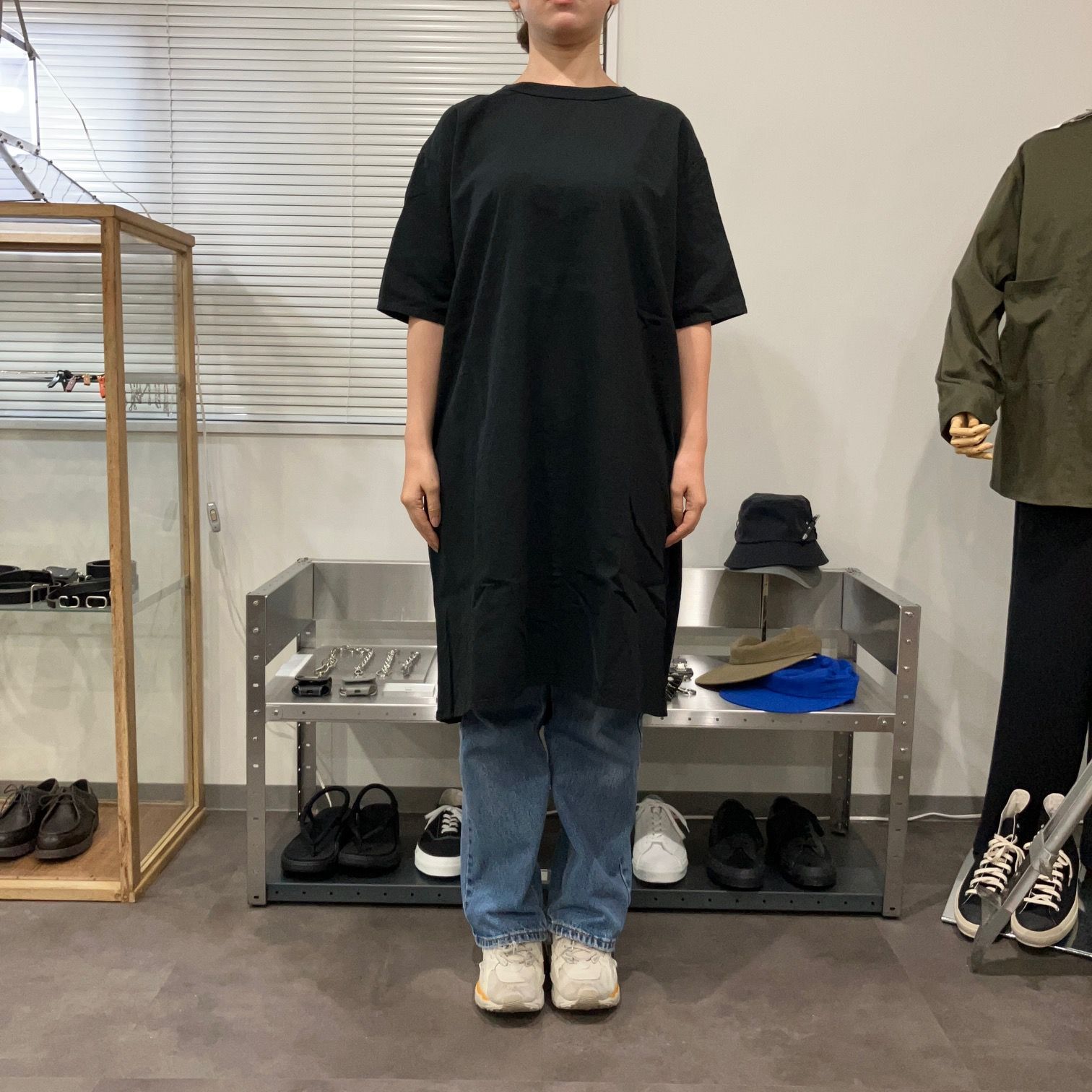 maillot /マイヨ　リネンリッチビッグスウェットシャツ maillot / linen rich big sweat shirt-Tee BLACK マイヨ シャツ