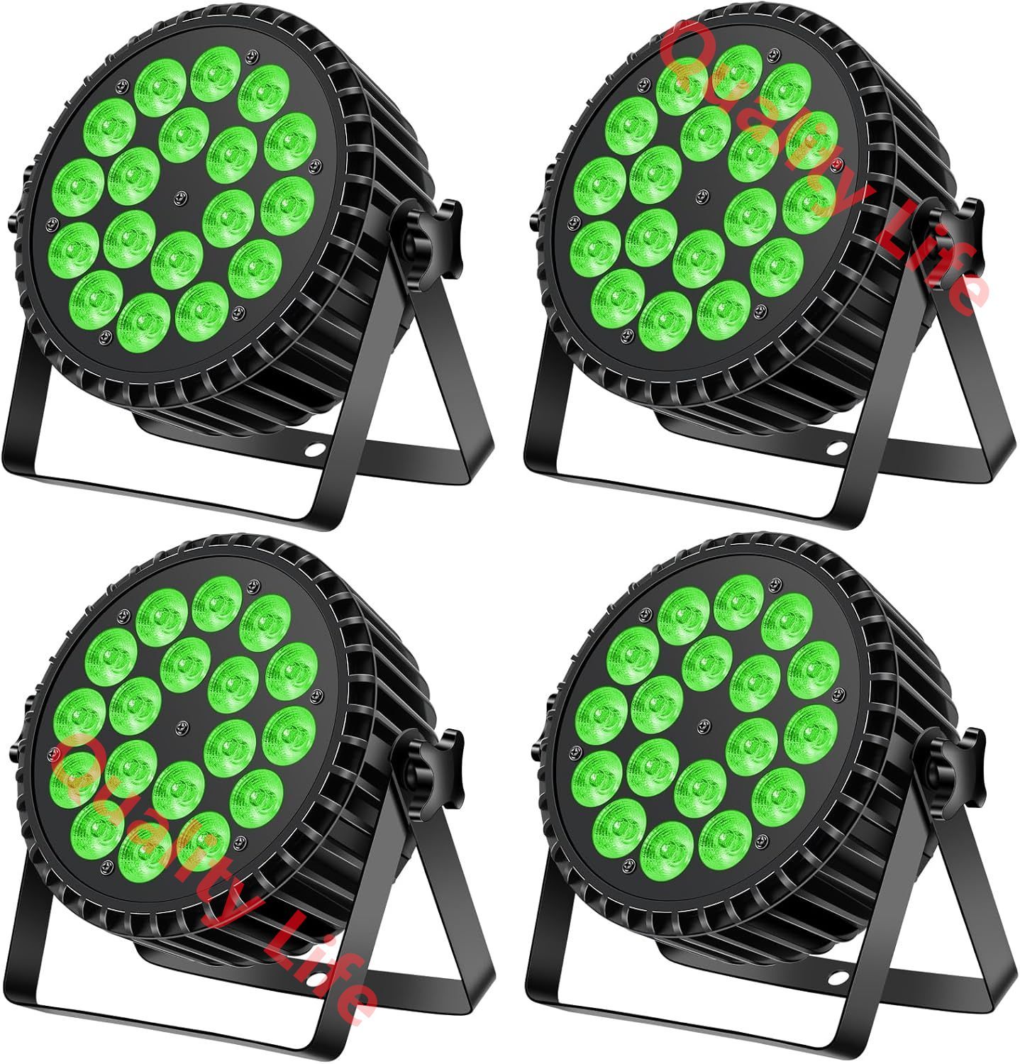 ４個 10Wx18 LED ステージライト パーライト ディスコライト舞台照明ランプ 上り式 音声起動 RGBW ストロボ調光 おしゃれ DMX多色変更 カラオケ|結婚式|ディスコ|演出|舞台|パーティー|クラブ ４個