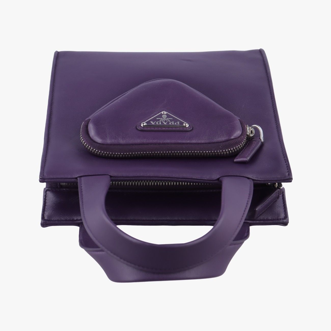 プラダPradaトライアングルロゴパープルラムスキン1BG41831 V