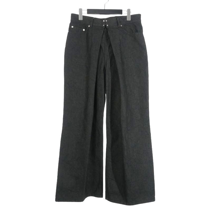 ジョンローレンスサリバン JOHN LAWRENCE SULLIVAN Rigid Denim Wide Pants リジット ワイドデニムパンツ ジーンズ 46 ブラック 黒 JLS-02-21