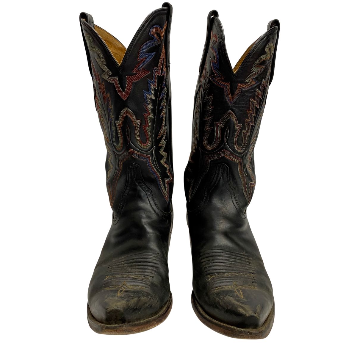 ルケーシ ブーツ LUCCHSE BOOTS RAINBOW STITCH L1567 メンズ靴 ブーツ ウエスタン ブラック 26cmサイズ 201-shoes1454 VB