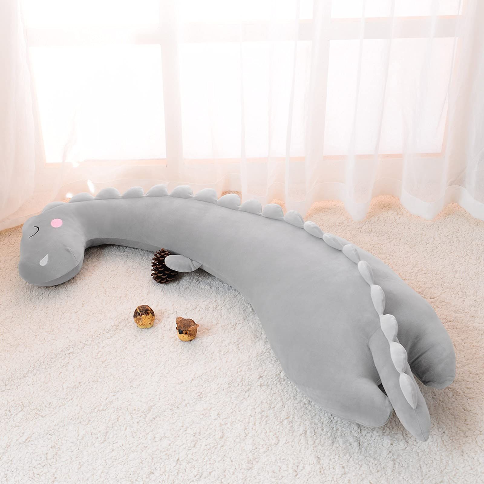 Baibu Home 抱き枕 クッション だきまくら 横向き寝 かわいい 恐竜 ロング クッション 120cm カバー洗える 妊婦 7字 抱きまくら 動物 気持ちいい