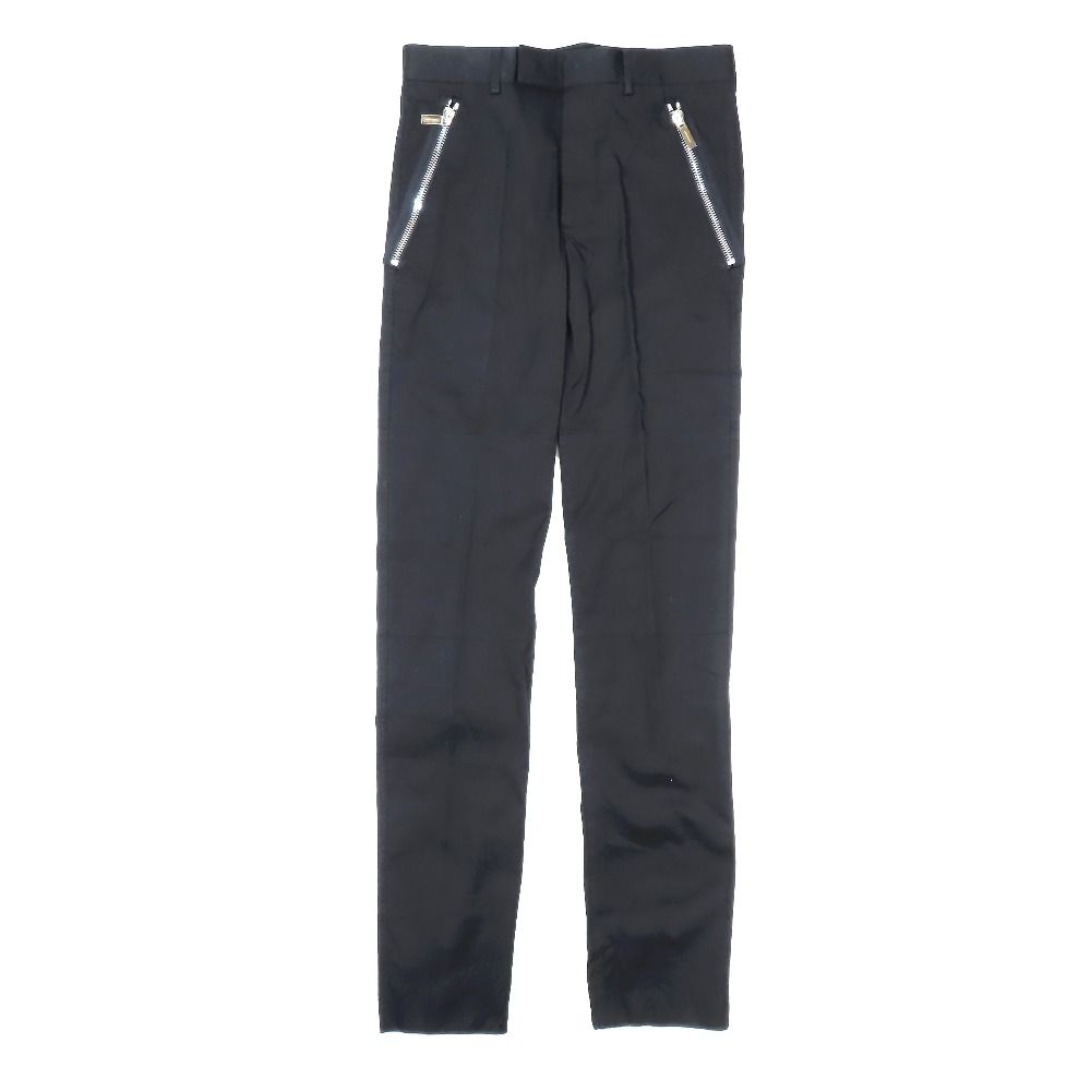 17aw Dior Homme ディオールオム ジップポケット ストレッチ スラックス パンツ スリム ストレート ボトムス ネイビー 44 レディース 古着