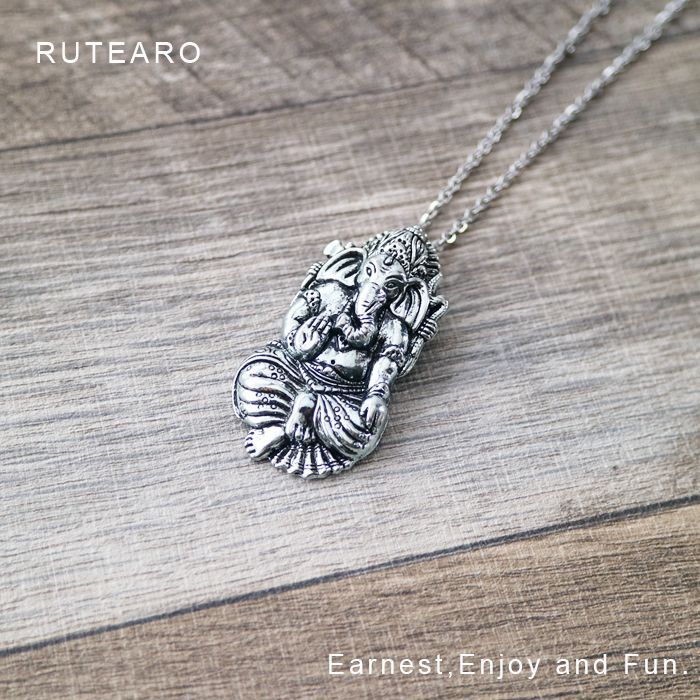 ヒンドゥー教の神様 風格のあるガネーシャのネックレス ― レディース
