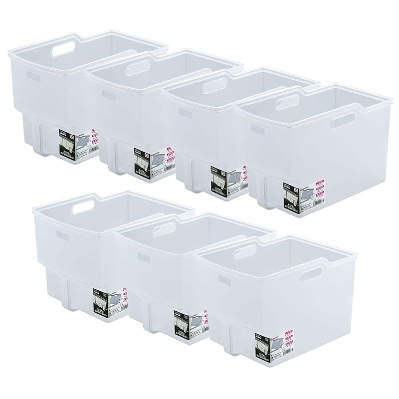 不動技研 キッチン収納 棚スッキリ7点セット クリア ザッカLab.オリジナルセット 吊り戸棚ボックス ワイド3個 スリム4個 ｜ キッチン収納 戸棚 収納 収納ケース ストッカー 整理ボックス 持ち手 高いところの棚 台所収納