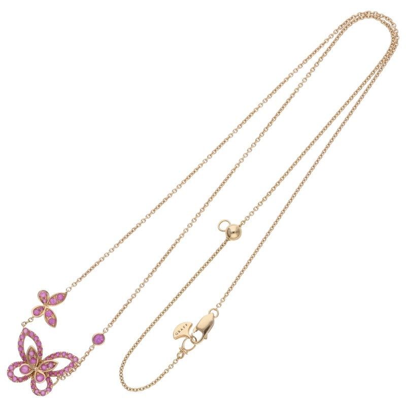 グラフ ダブルバタフライ K18PGピンクサファイアネックレス メンズ