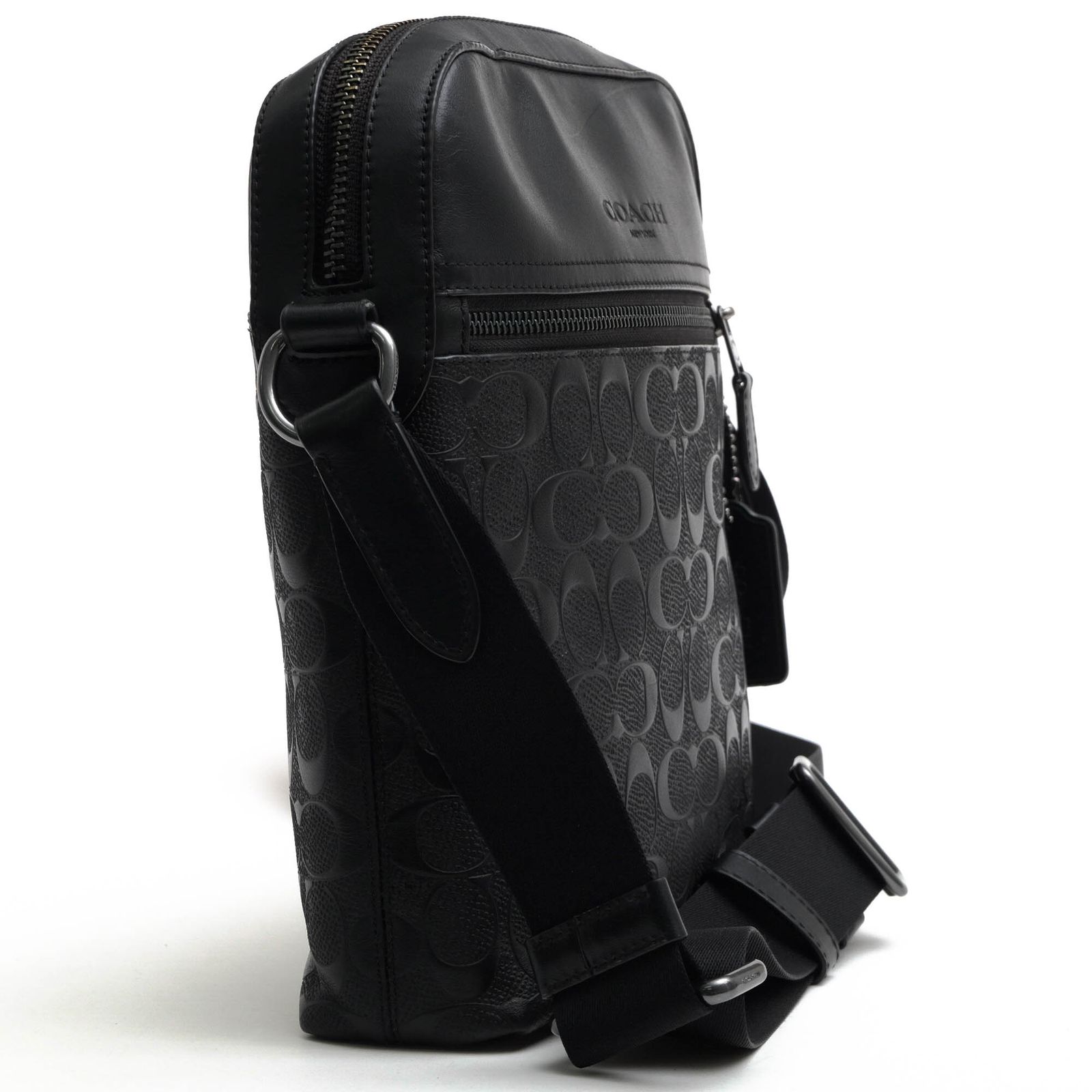 COACH コーチ メッセンジャーバッグ pvc レザー 黒 総柄 ブラック コーチ／COACH バッグ ショルダーバッグ 鞄 メンズ 男性 男性用