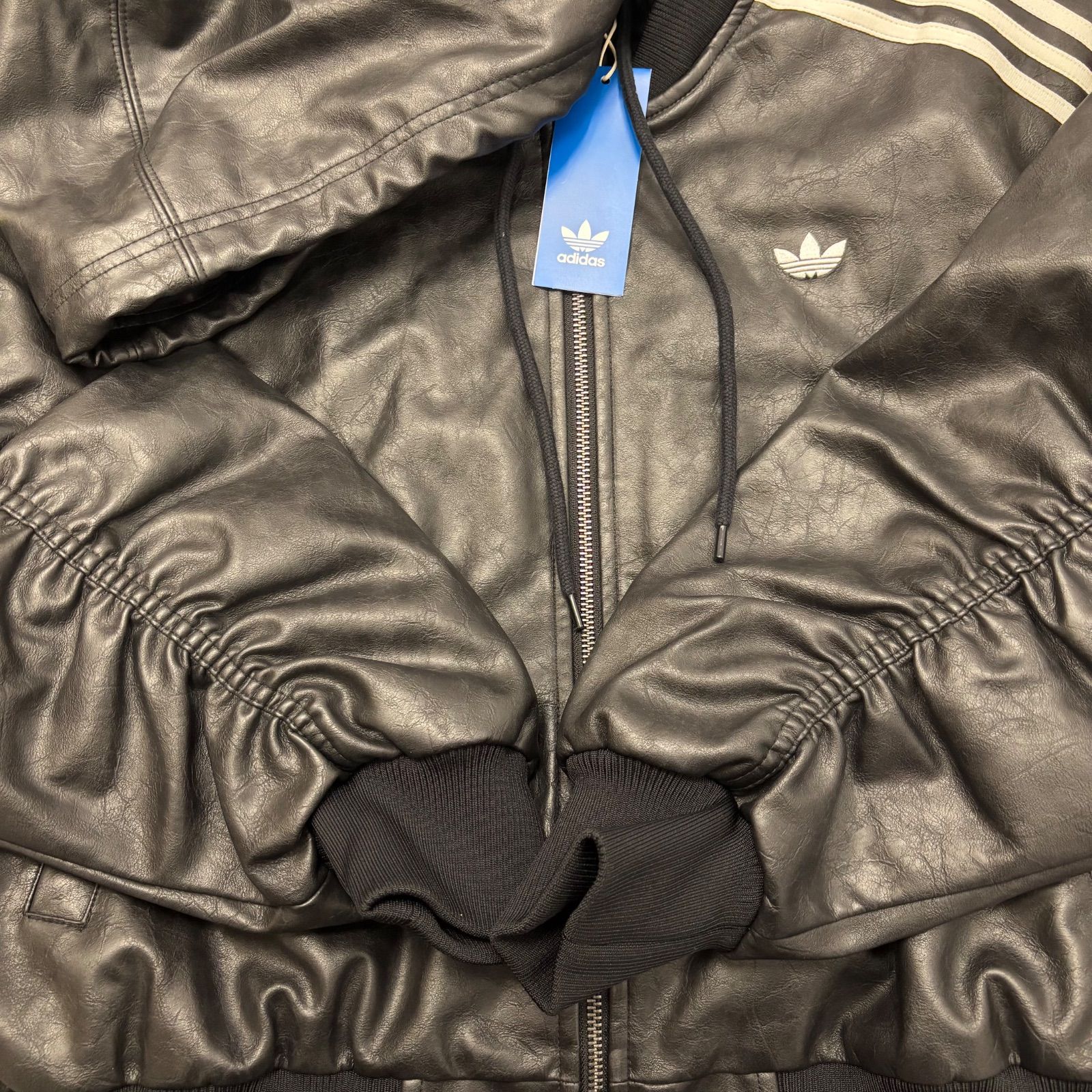 Adidas Adilenium シーズン3 ビンテージ レザージャケット CARRYME/Adidas Adilenium Season 3 Vintage Faux Leather