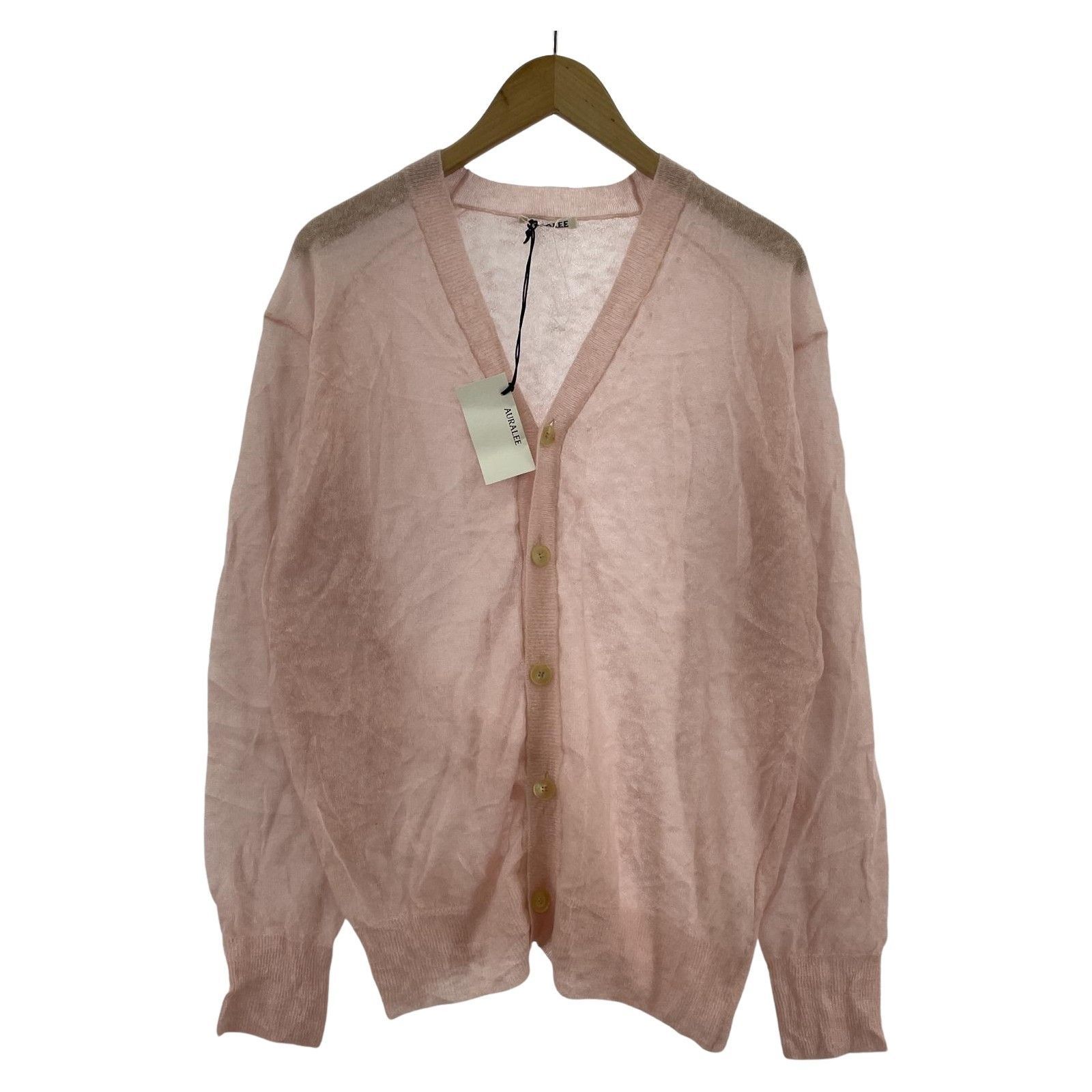 AURALEE シアーニットカーデゥガン 1 ピンク - メルカリ