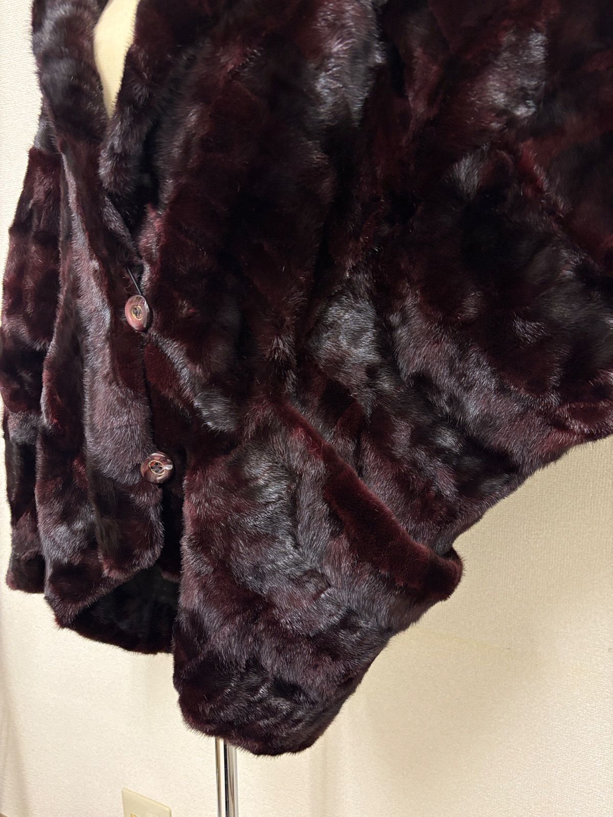 HARAJUKU MOTHER ミンクコート ドルマンスリーブ ワイン C25102622 GULLKHAN_COM