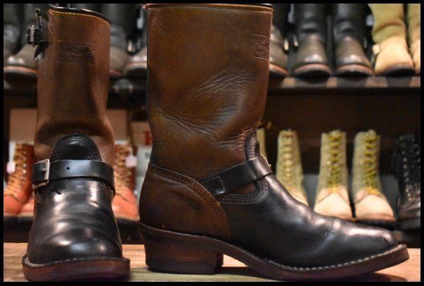 8E 15年 WESCO ウエスコ ナローボス 7710 ホースハイド エンジニア ブラック×ブラウン ツートン ブーツ BOSS HOPESMORE FI081