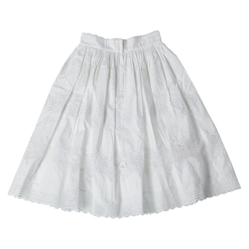 ドルチェアンドガッバーナ レース ビジュー スカート フ スカート サイズ 40 ホワイト コットン ポリエステル レディース DOLCE-GABBANA 1-0231128