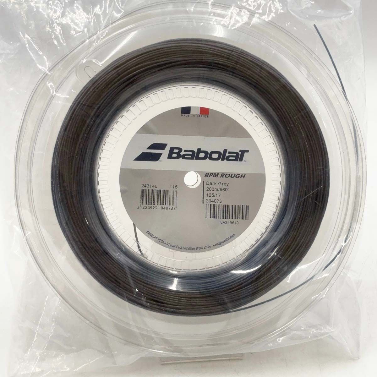 ♥ バボラ RPM ラフ 硬式 テニス ストリング ガット 200m RPM ROUGH 125 ダークグレー 243140 BABOLAT 1.25mm